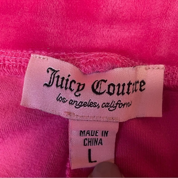Juicy Couture Pink Velour Track Pants Logo Heart Women's Size Large Bling Y2K - Picture 5 of 10